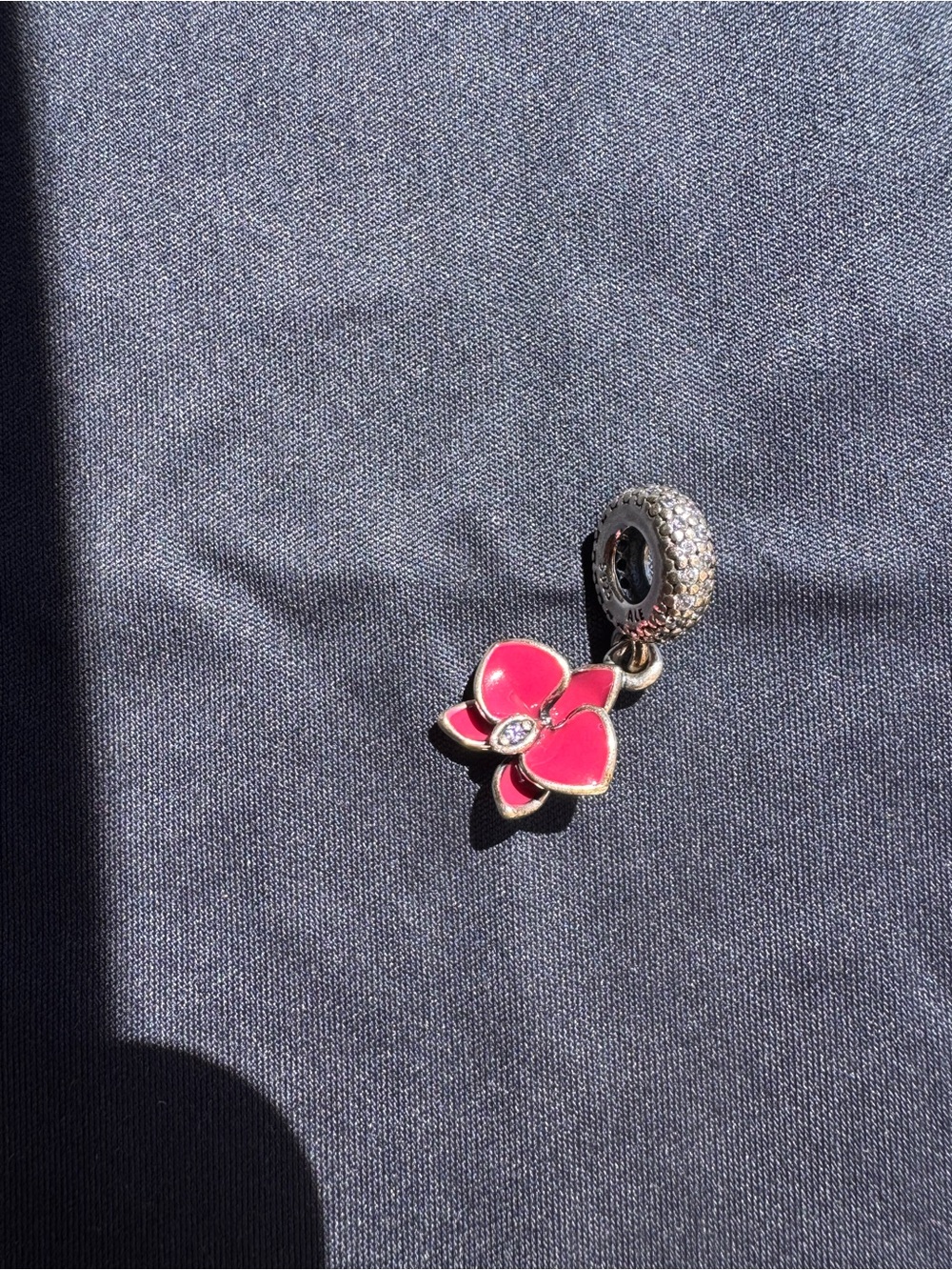 Pandora Pink Enamel Flower Dangle Charm - Picture 2 of 4